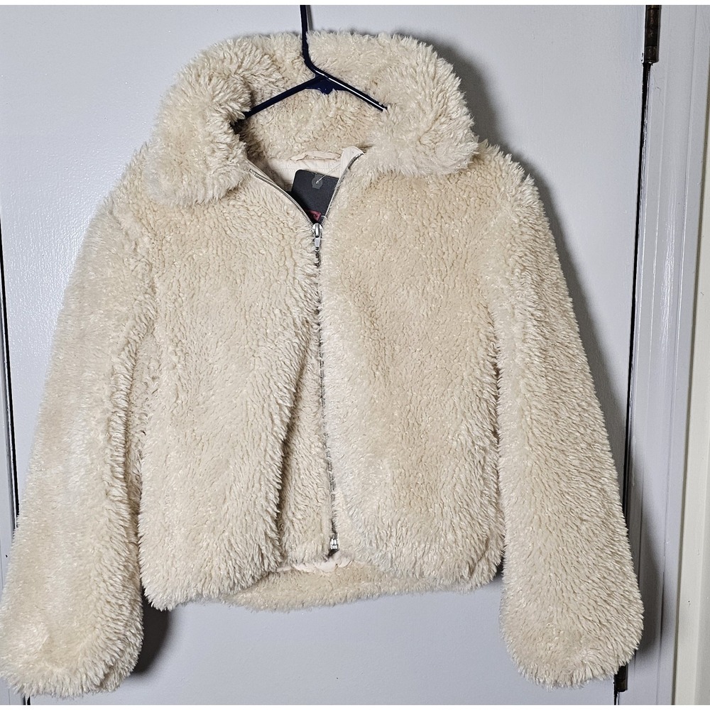 Levi's Shrunken Sherpa Faux Fur Jacket Fleece Cream Women's Size XS NWT